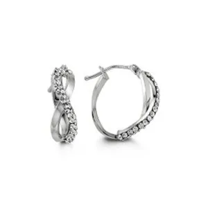 10K White Gold Cubic Zirconia Infinity Twist Hoop Earrings