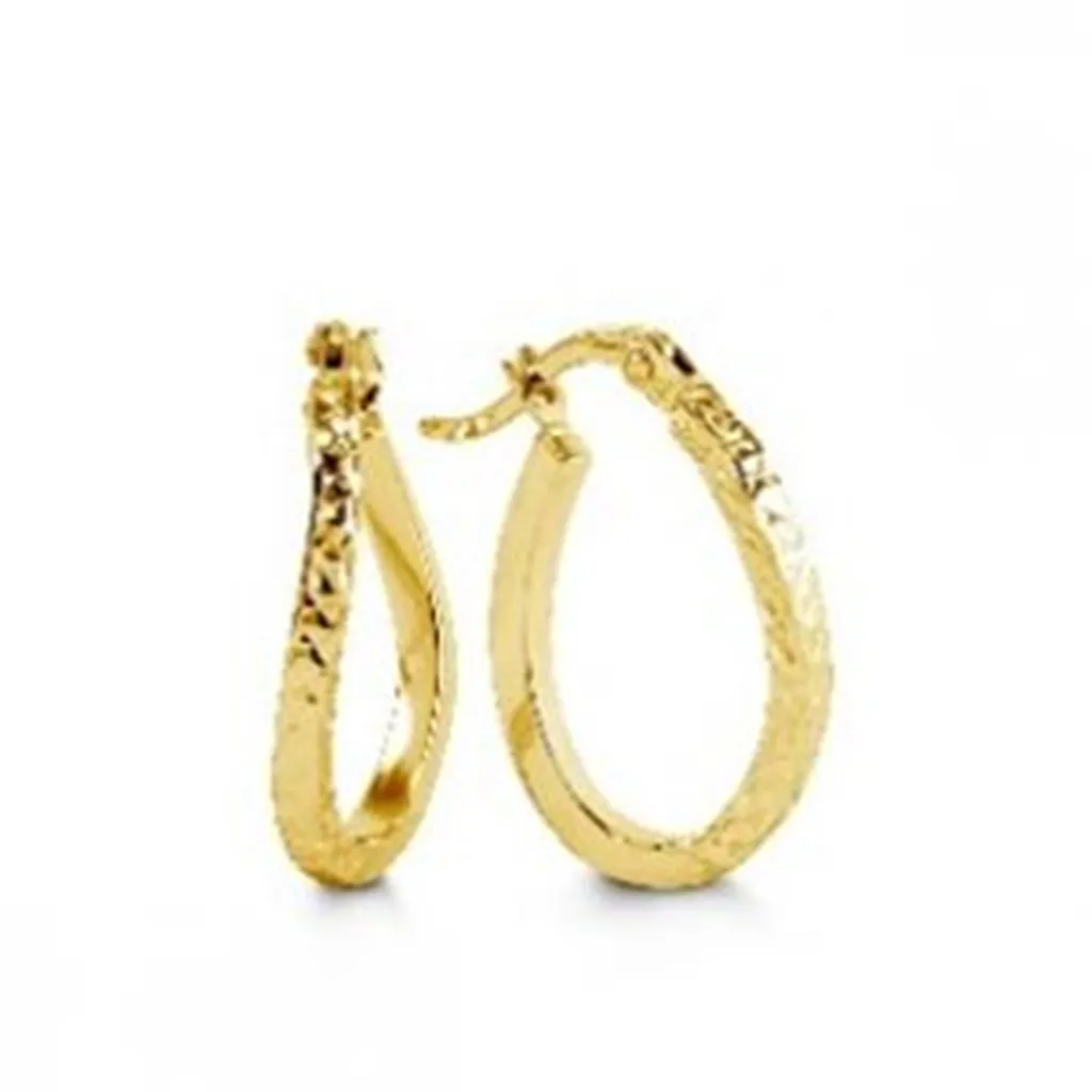 10K Yellow Gold Diamond Cut Twist Tube Hoop Earrings