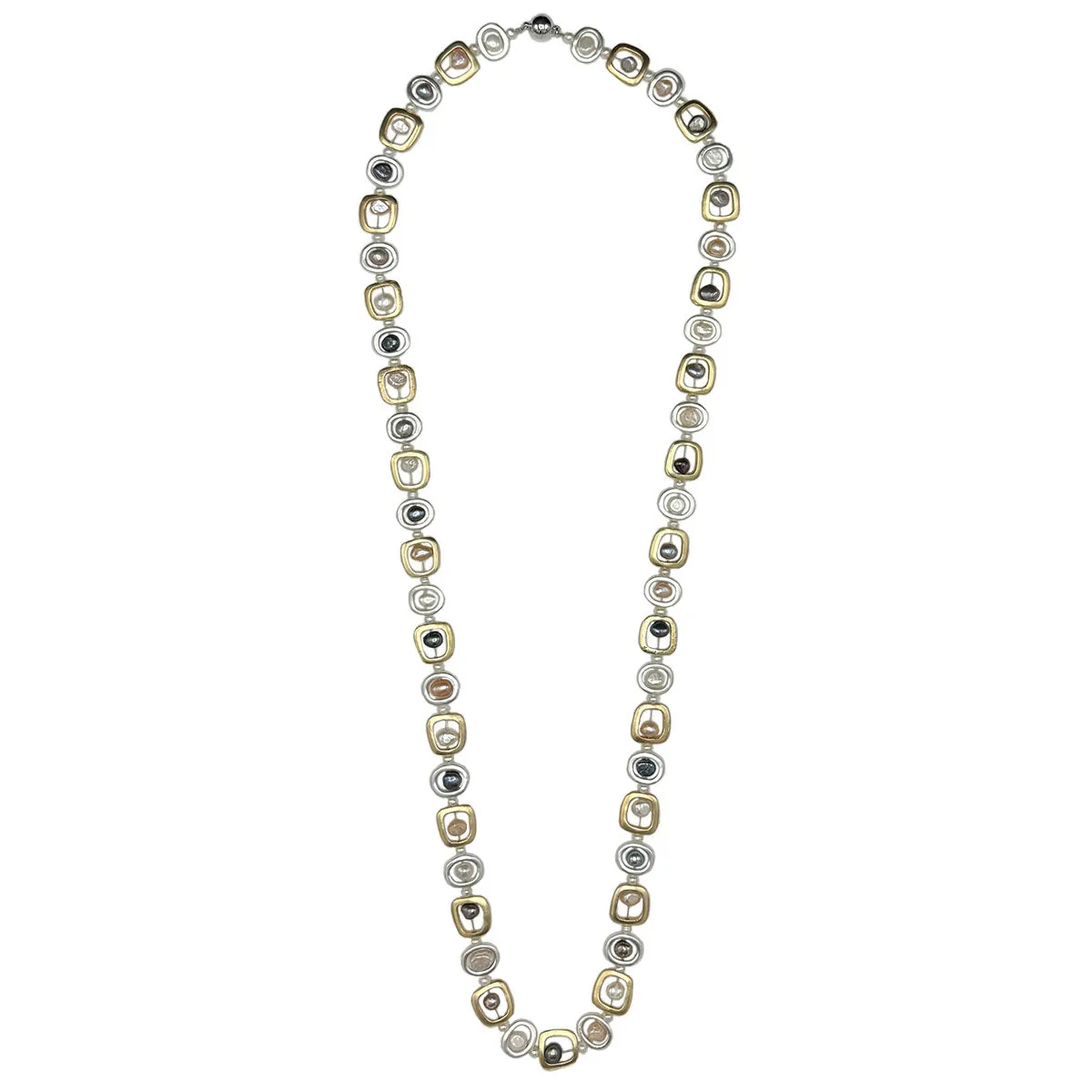 129-MIX-LONG | MOD NECKLACE MIX METALS LONG 36"