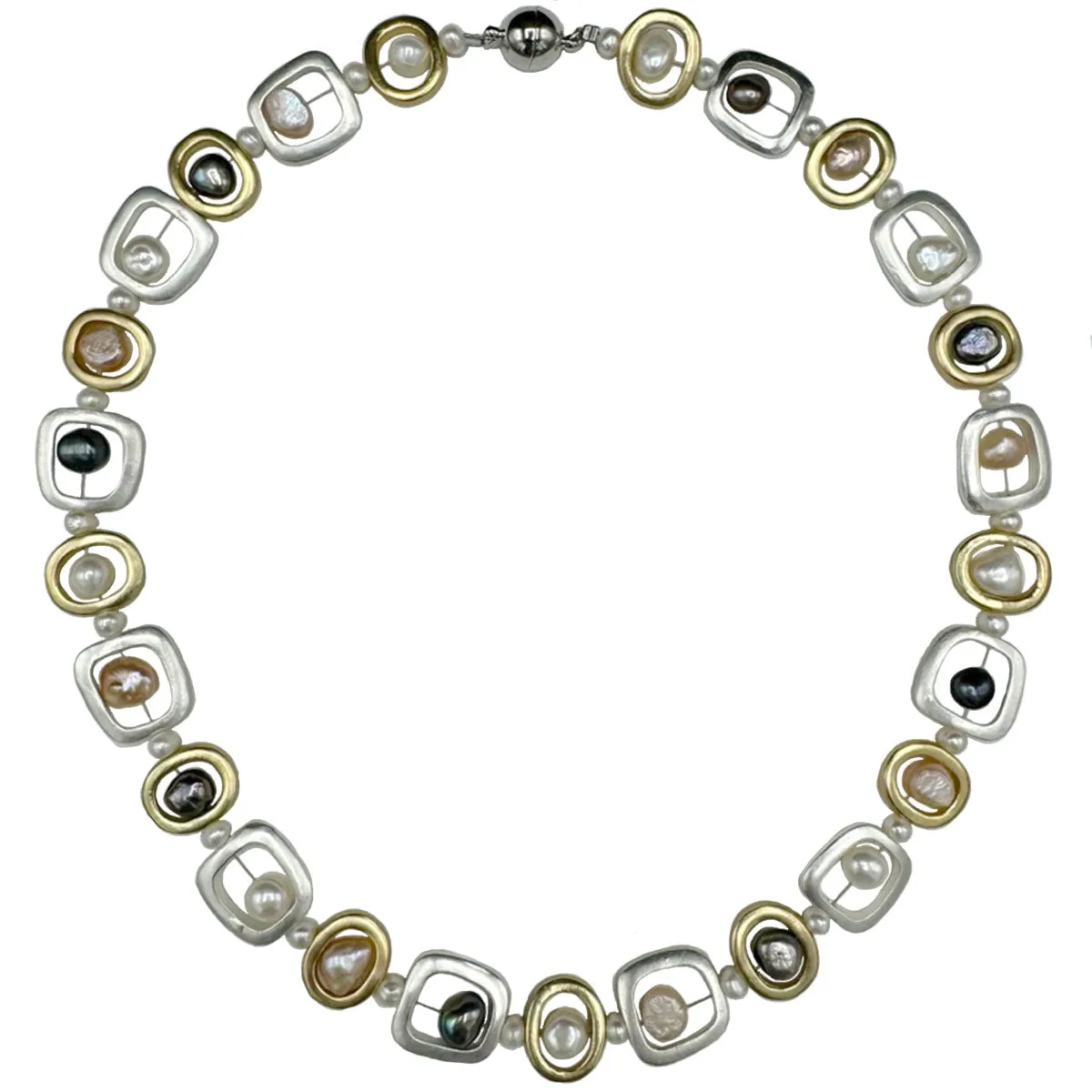 129-MIX-SHORT | MOD NECKLACE MIX METALS SHORT 18"