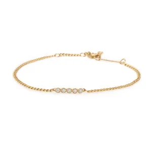 14k 5 Diamond Bezel Bar XS Curb Chain Bracelet