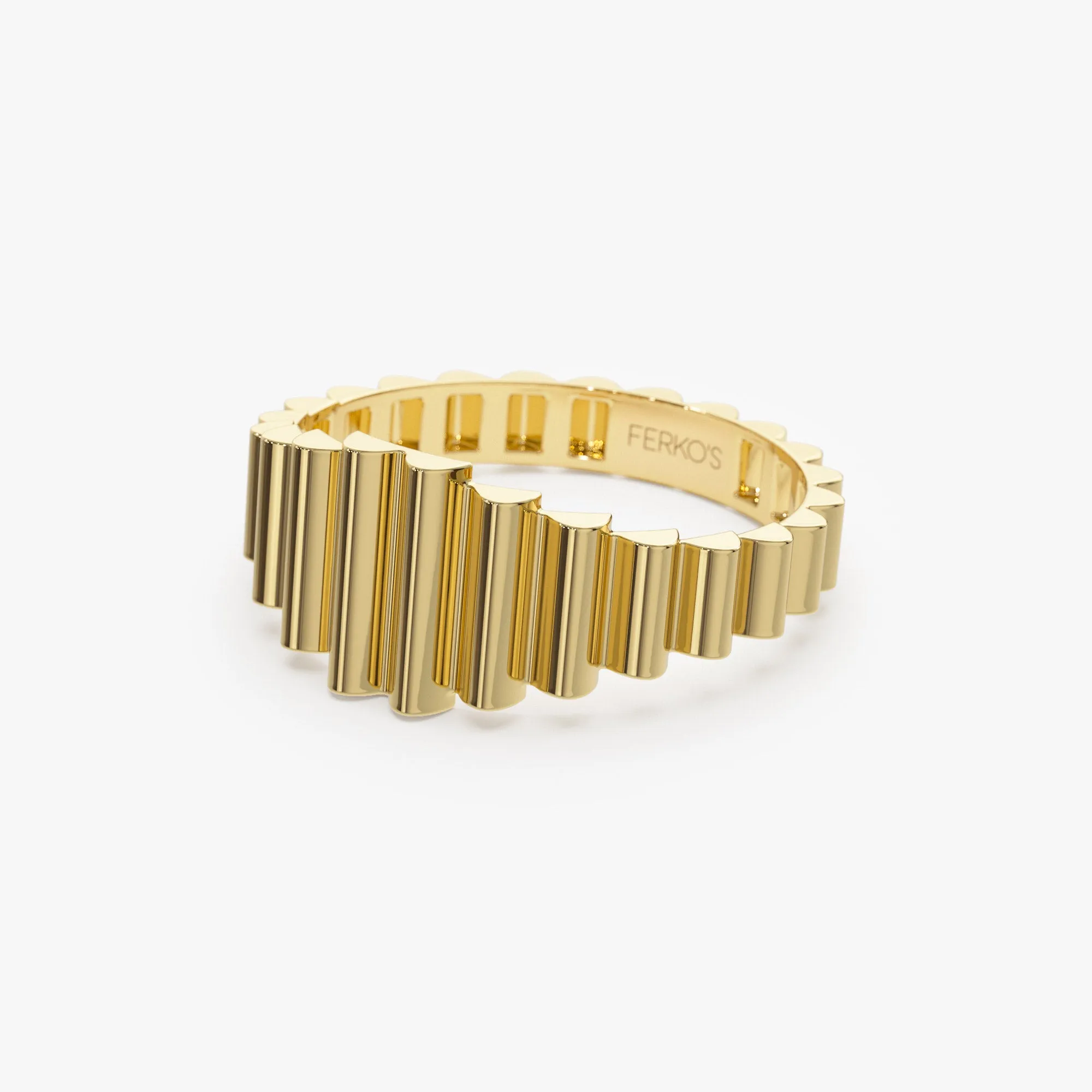 14K Bold Fluted Graduating Gold Ring