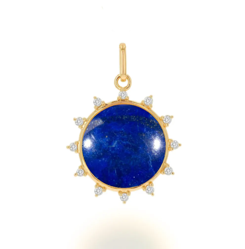 14K Diamond and Lapis Sun Charm