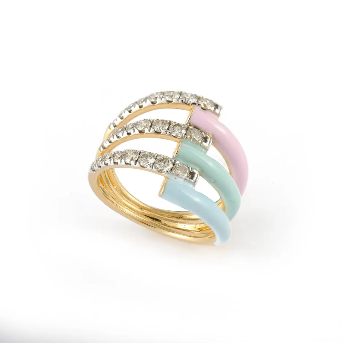 14K Gold Chunky Enamel Ring