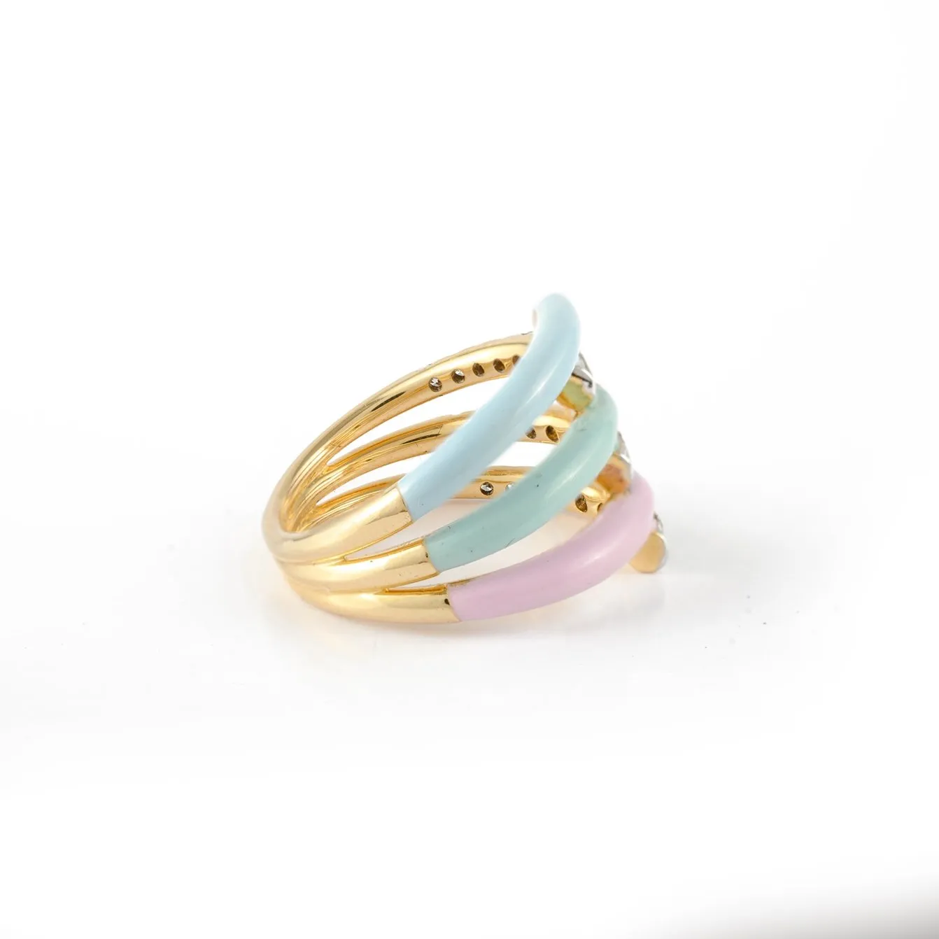 14K Gold Chunky Enamel Ring