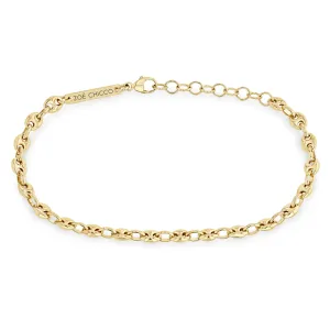 14k Gold Small Puffed Mariner Chain Bracelet