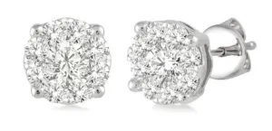 14K White Gold 0.50ctw Diamond Cluster Stud Earrings