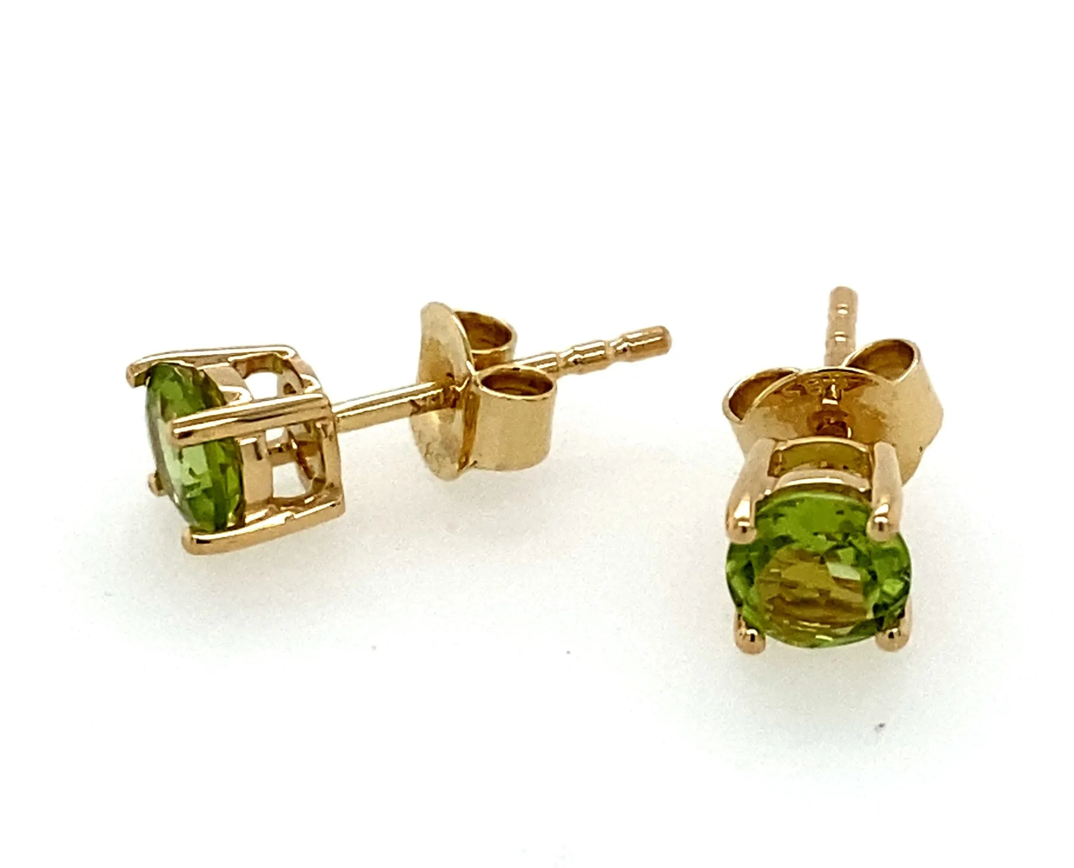 14K Yellow Gold 1.20ctw Peridot Stud Earrings