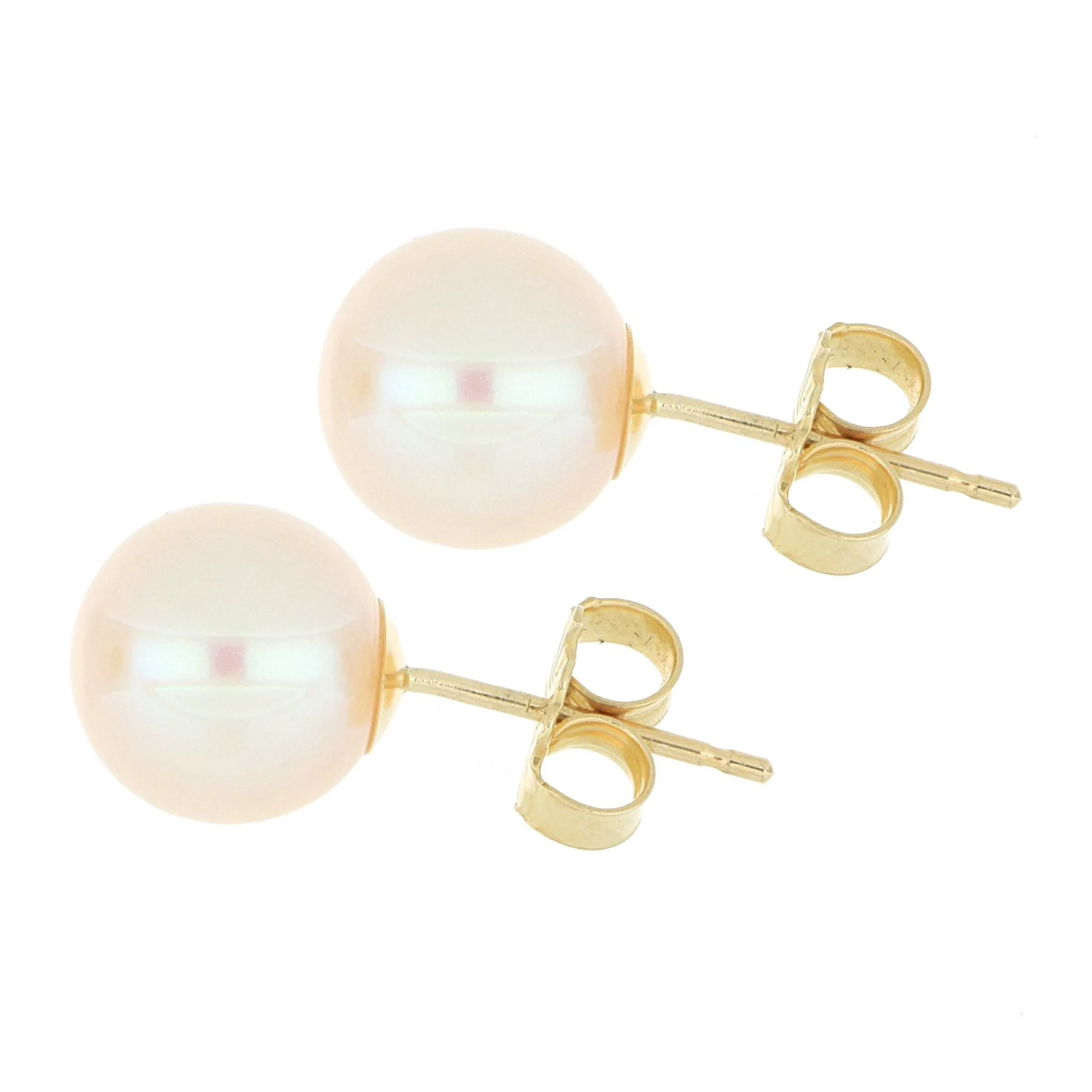 14k Yellow Gold 8.2mm Fresh Water Pearl Studs