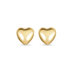 14K Yellow Gold Heart Kid's Stud Earrings