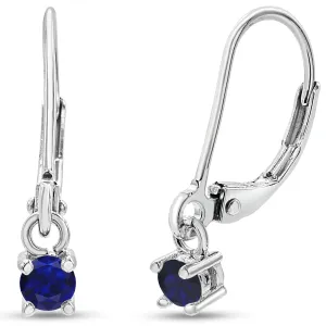 1/5 Carat Created Sapphire Leverback Earrings In Sterling Silver