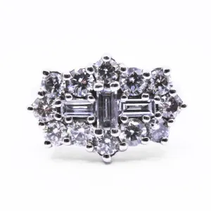 1.50ct Mixed Cut Diamond Cluster Dress Ring | Pre-Loved | 18K White Gold