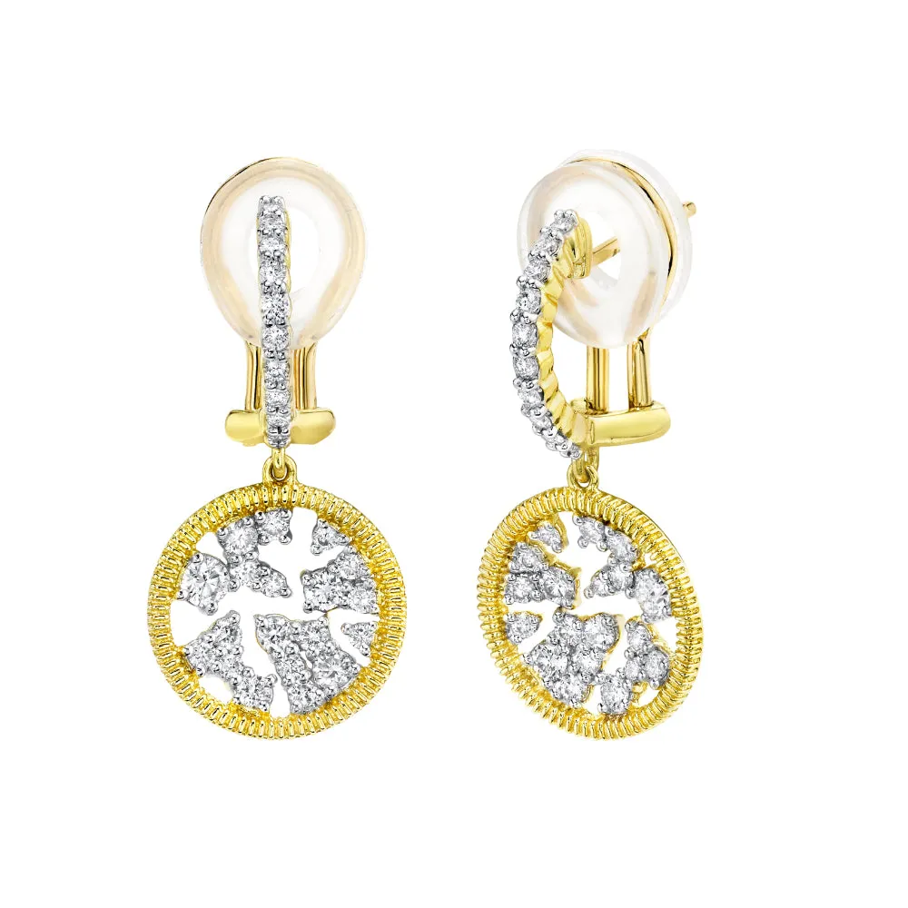 18K Gold Diamond Strie Drop Earrings