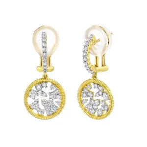 18K Gold Diamond Strie Drop Earrings