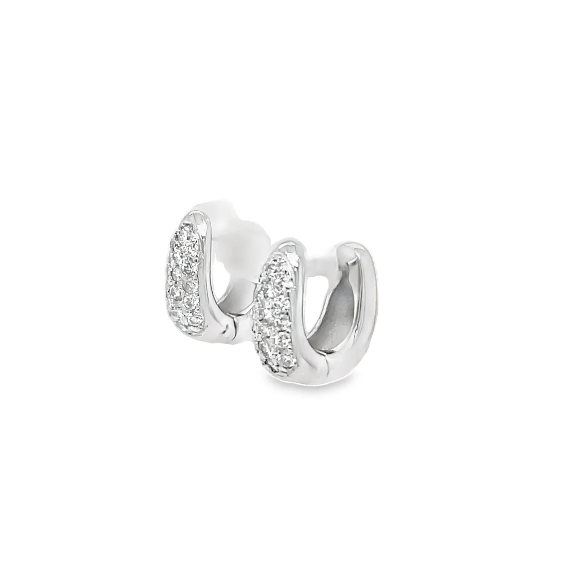 18k White Gold Diamond Huggie Earrings 0.97 cts