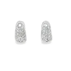 18k White Gold Diamond Huggie Earrings 0.97 cts