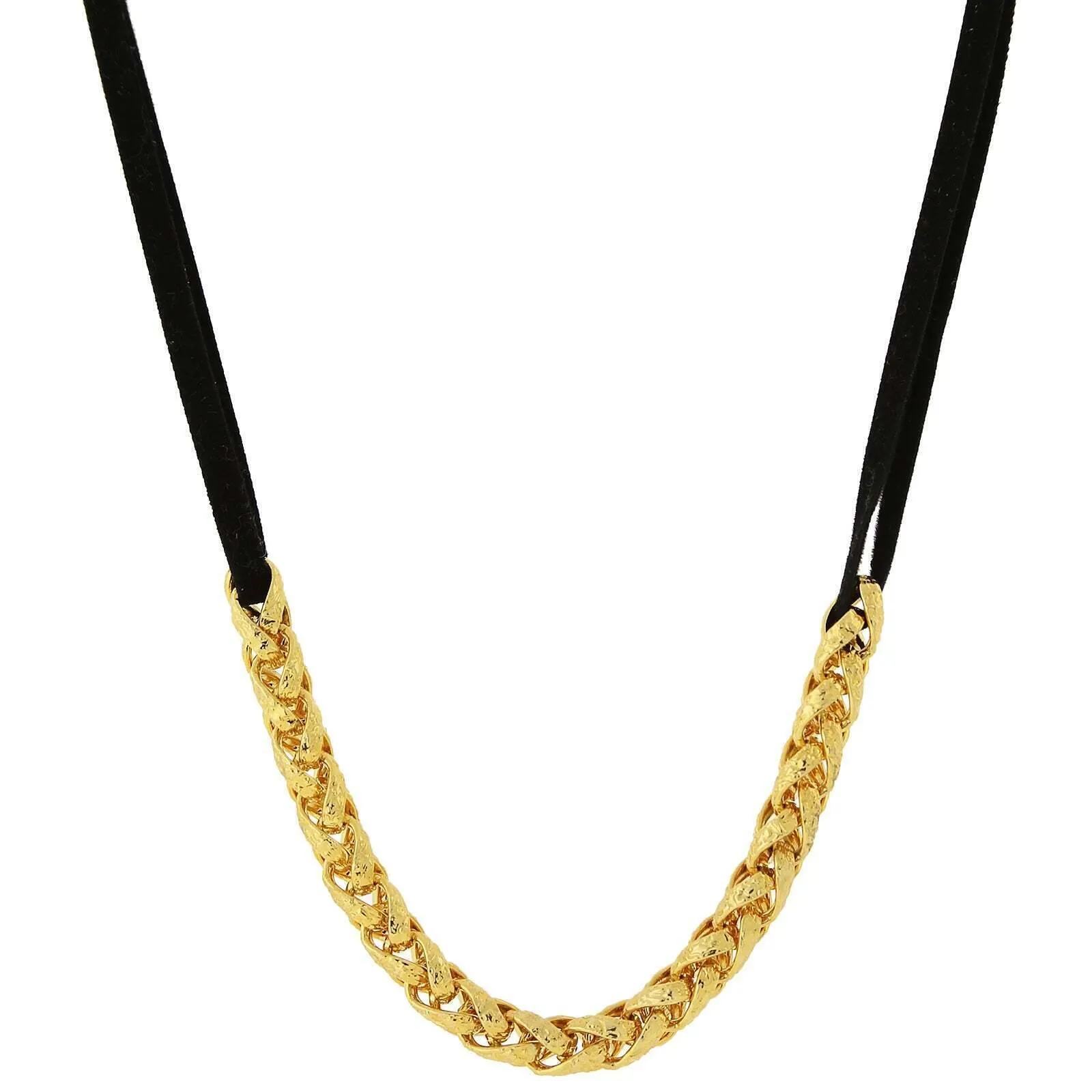 1928 Jewelry Classic Gold Chain Black Choker Necklace 16"   3" Extender