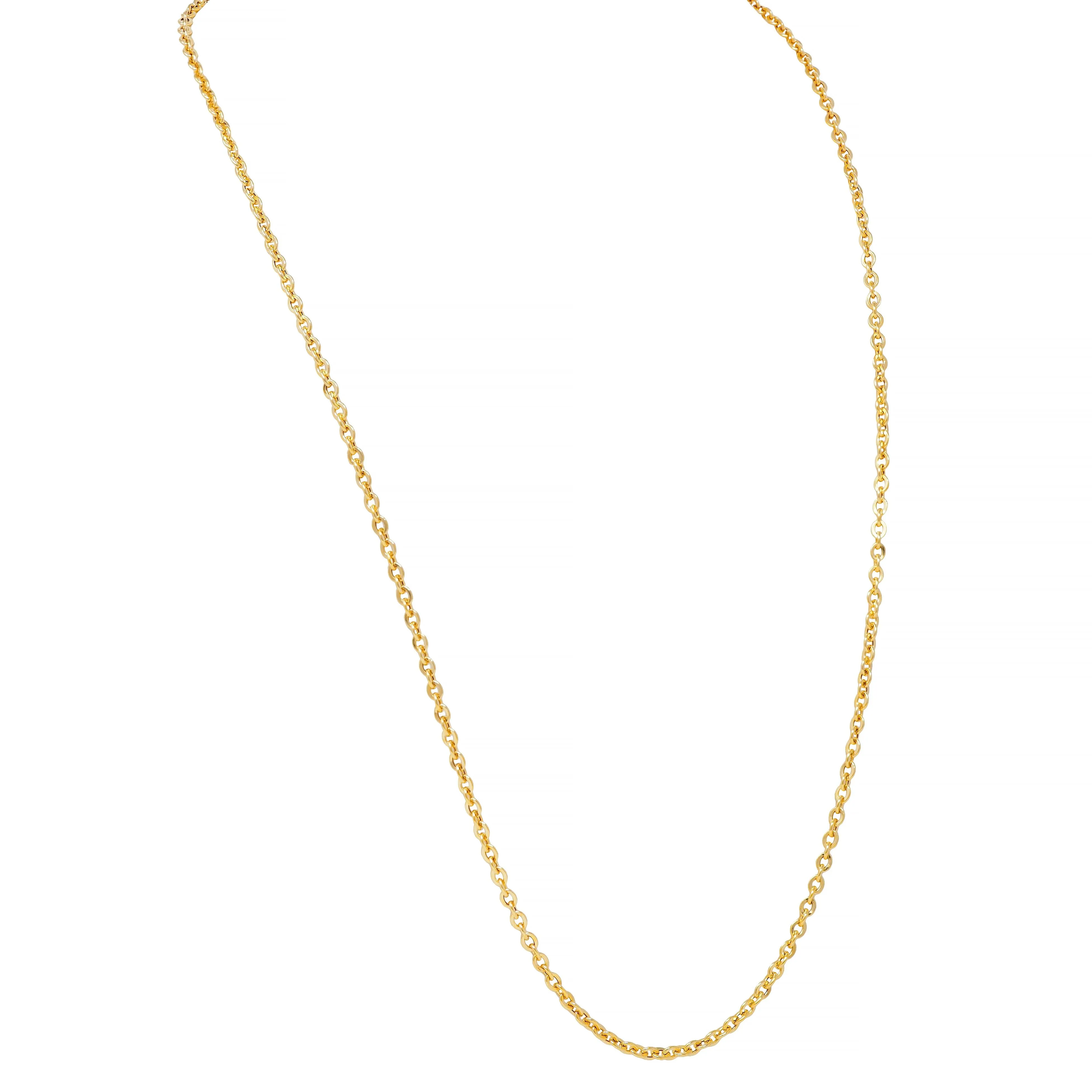 1990s 14 Karat Yellow Gold 24 1/4 IN Vintage Cable Link Chain Necklace