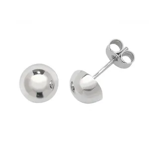 9ct  White  Gold  7mm  Dome  Stud  Earrings  ES391W