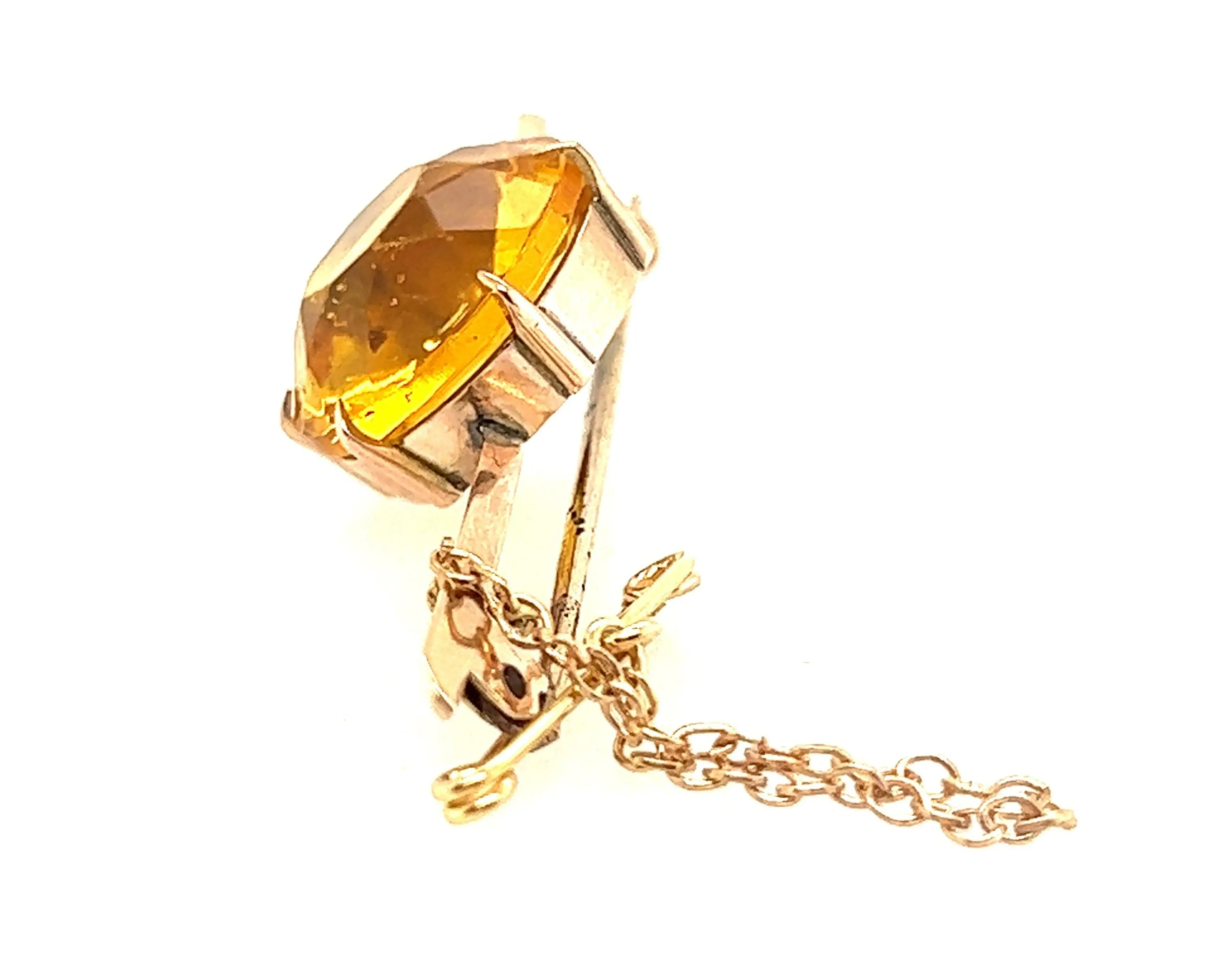 9ct Yellow Gold & Yellow Paste Gemstone Bar Brooch