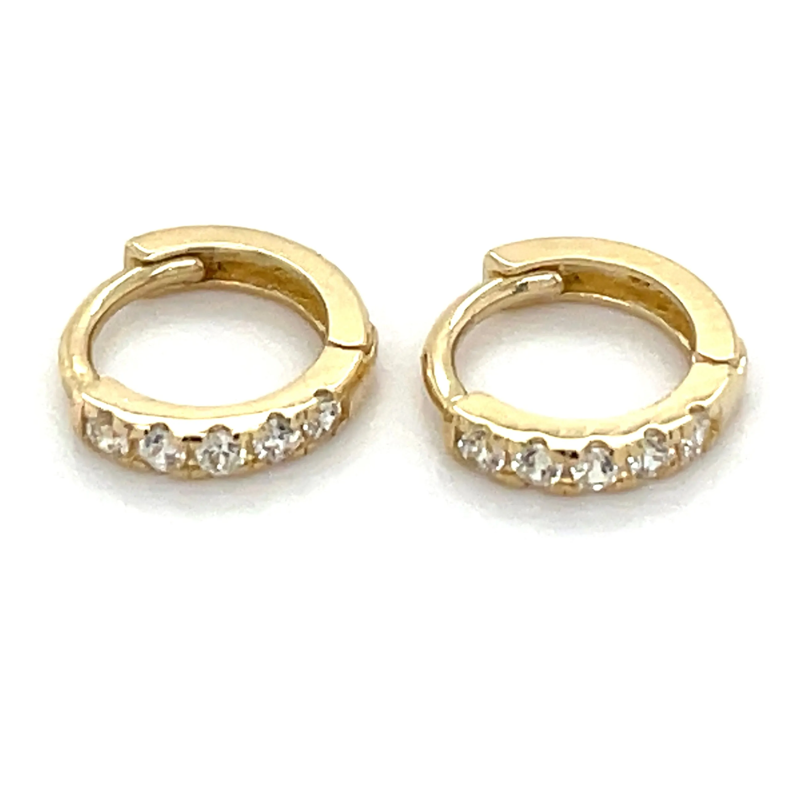 9ct Yellow Gold Stone Set Huggie Hoop Earrings