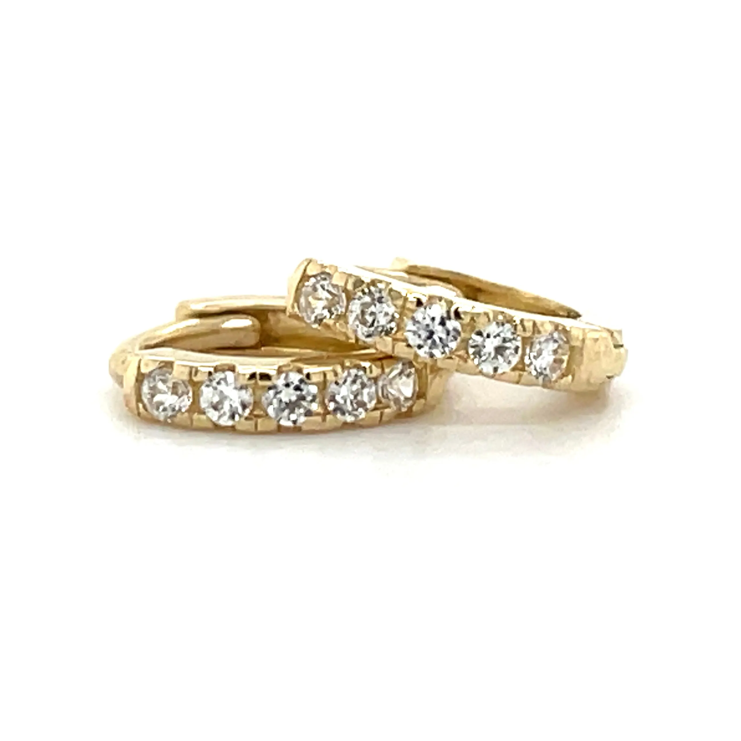 9ct Yellow Gold Stone Set Huggie Hoop Earrings