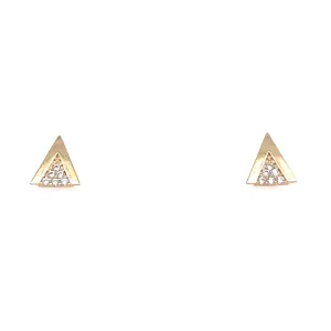 9ct Yellow Gold Triangle CZ Stud Earrings