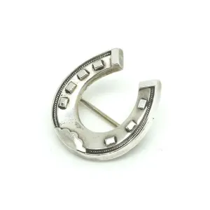 Antique Victorian 1887 Silver Goodluck Horseshoe Brooch Pin