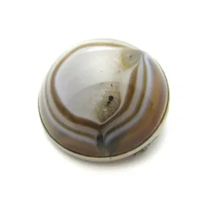 Antique Victorian Silver Banded Agate Brooch