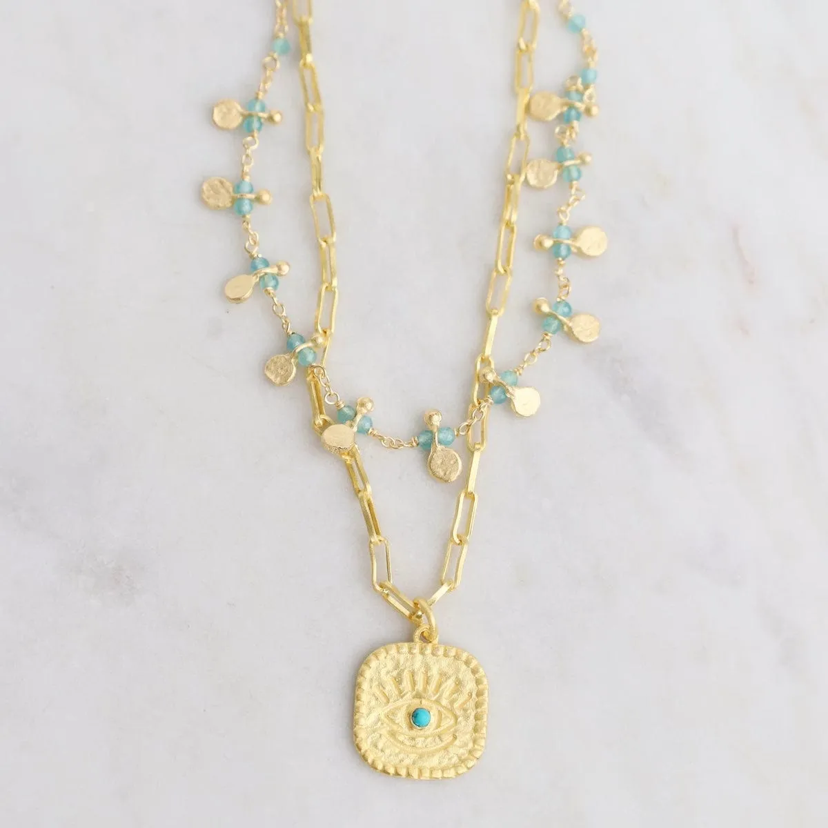 Aqua Chaldecony Egyptian Gold Nekclace