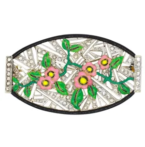 Art Déco platinum diamond and enamel brooch, 1925 c.a.