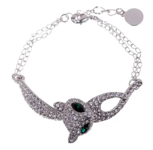 B7116 Rhodium Swarovski Elements Fox Bracelet