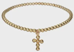 Ball Bead Cross Bracelet | Gold