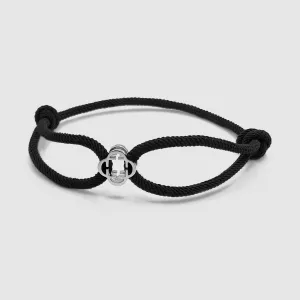 Black Cord Bracelet (Silver)