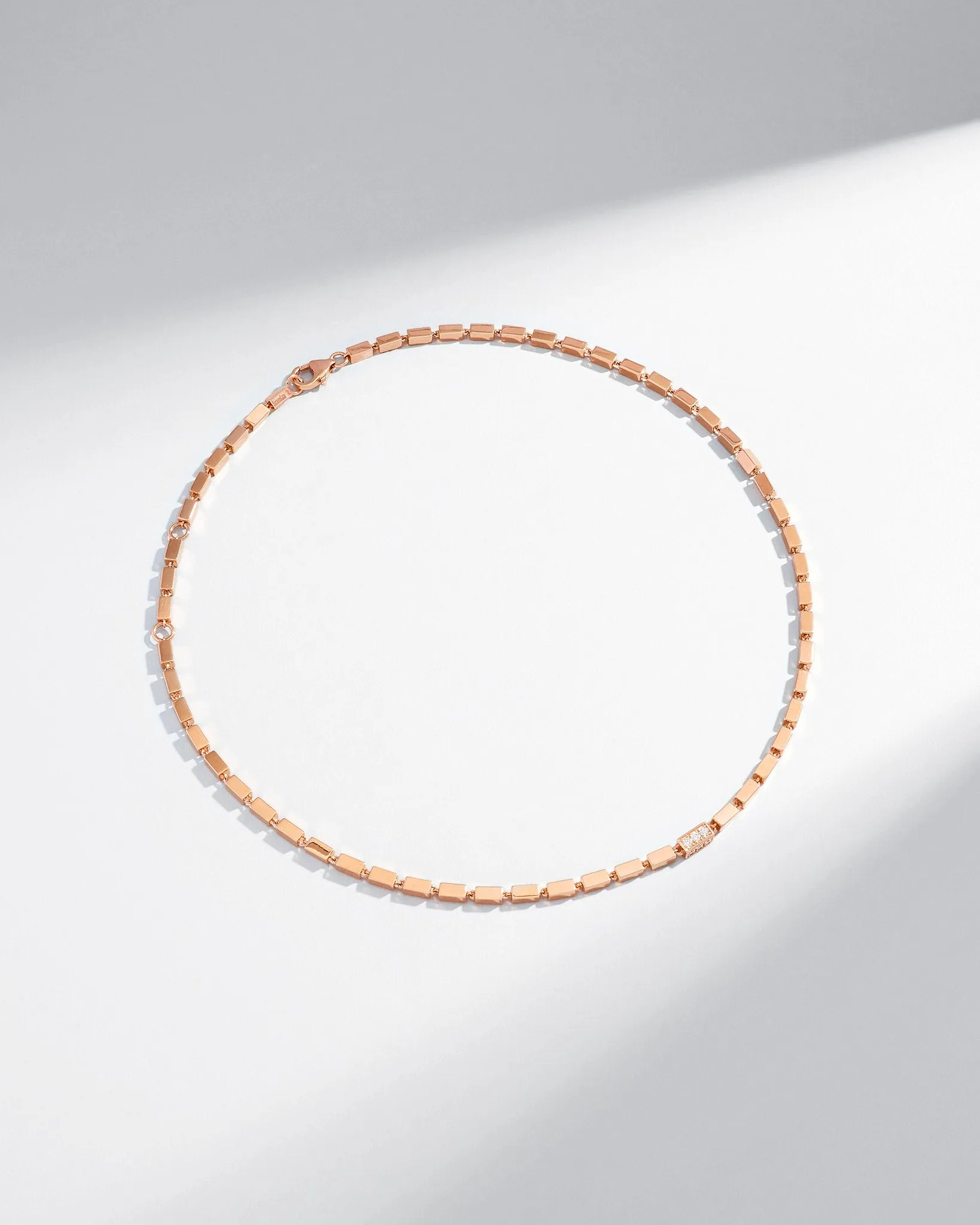 Block-Chain Single Pave Diamond Thick Necklace