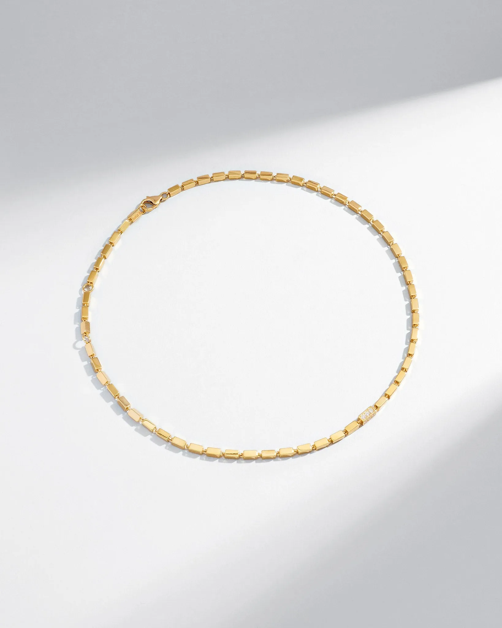 Block-Chain Single Pave Diamond Thick Necklace