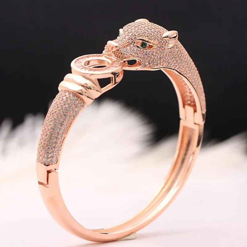 Blucome Luxury Brand leopard Animal Bangle for Men Accessories Perfect Cubic Zirconia Wedding Jewelry Women Bracelet&bangles