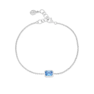 Blue Topaz Octagon Chain Bracelet