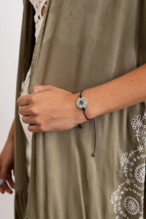 Boho Blue Eye Adjustable Cord Bracelet 💙