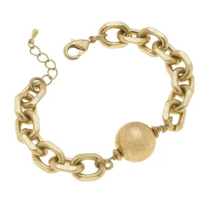 Carli Ball Bead Chunky Chain Bracelet in Worn Gold