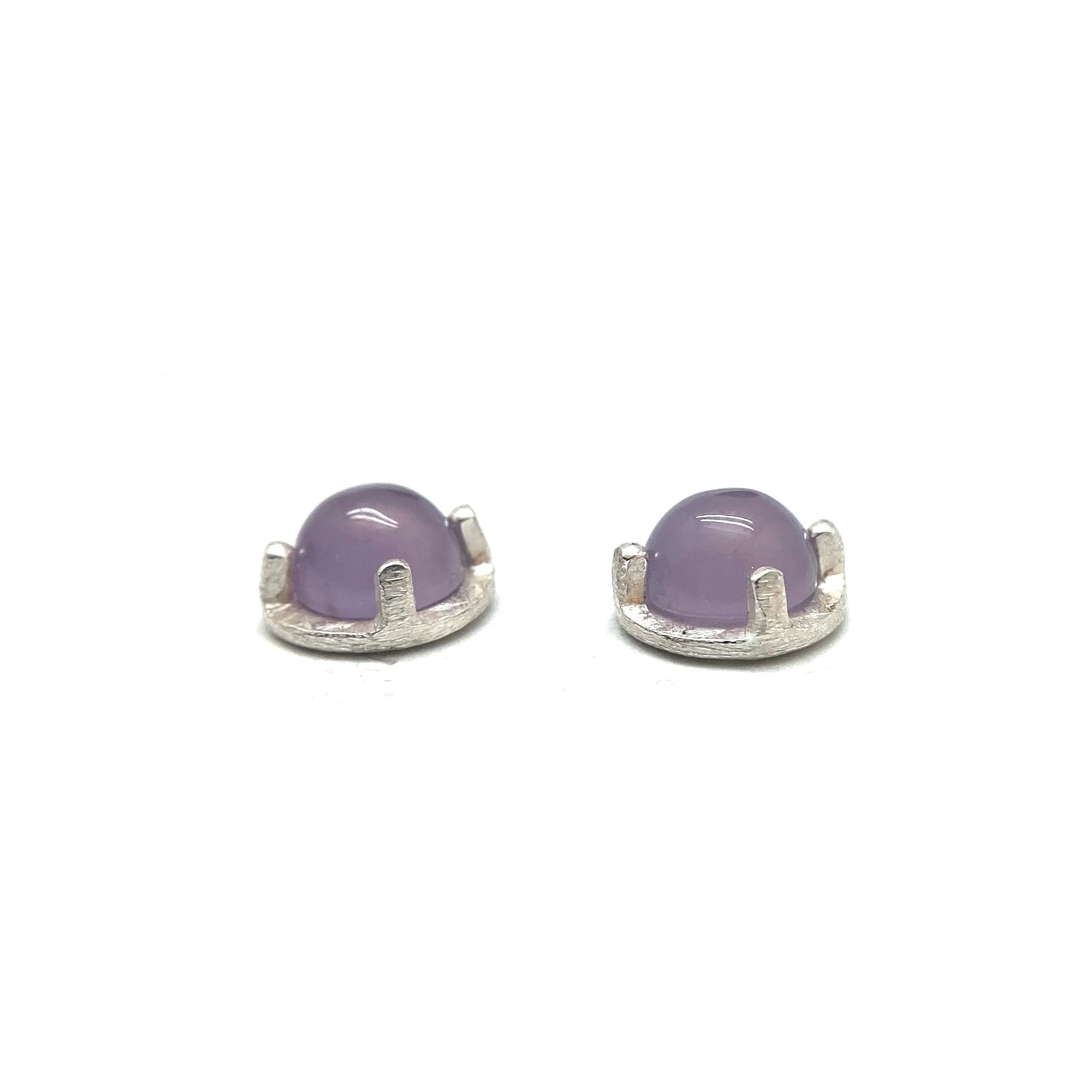 Carved Studs - Pink Chalcedony