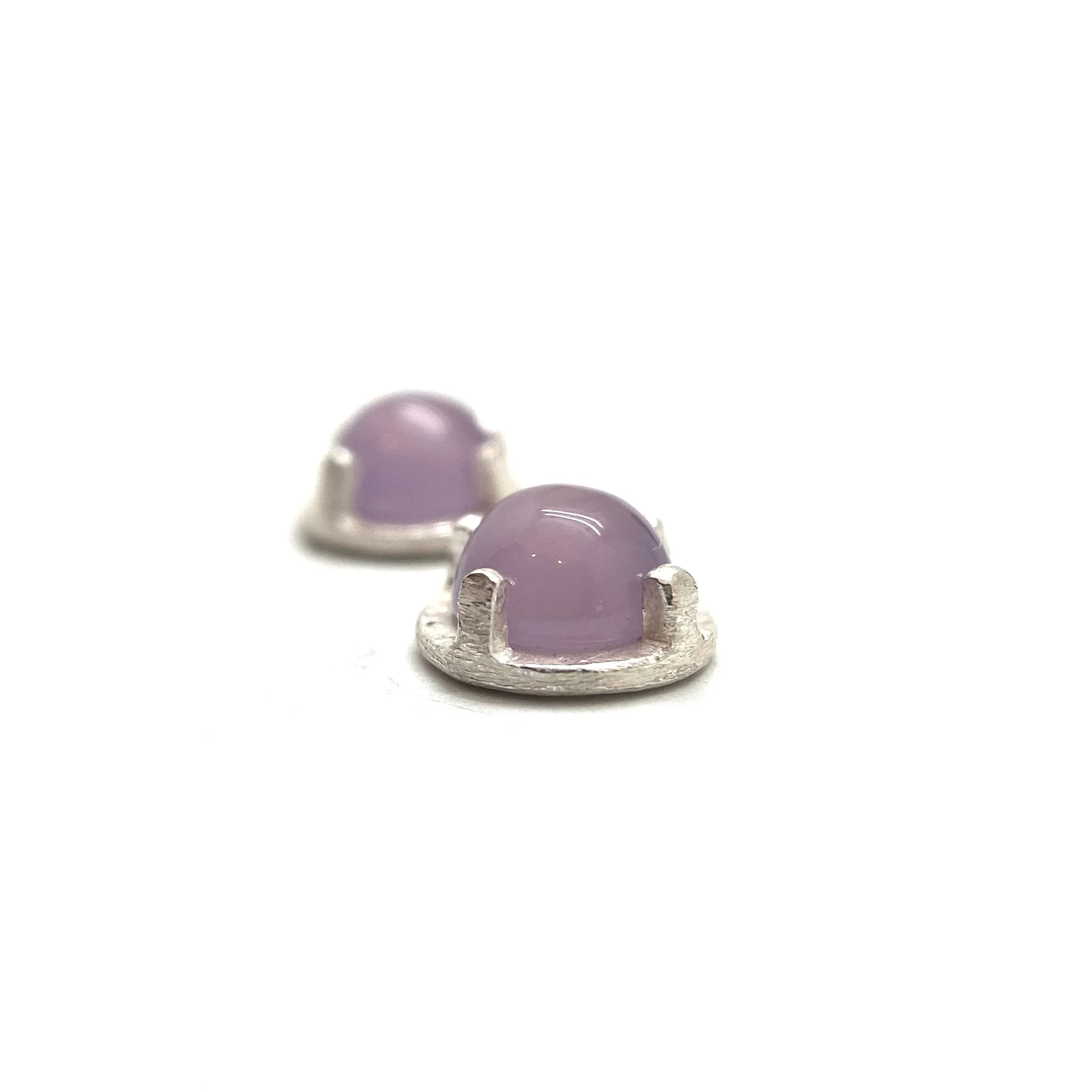 Carved Studs - Pink Chalcedony