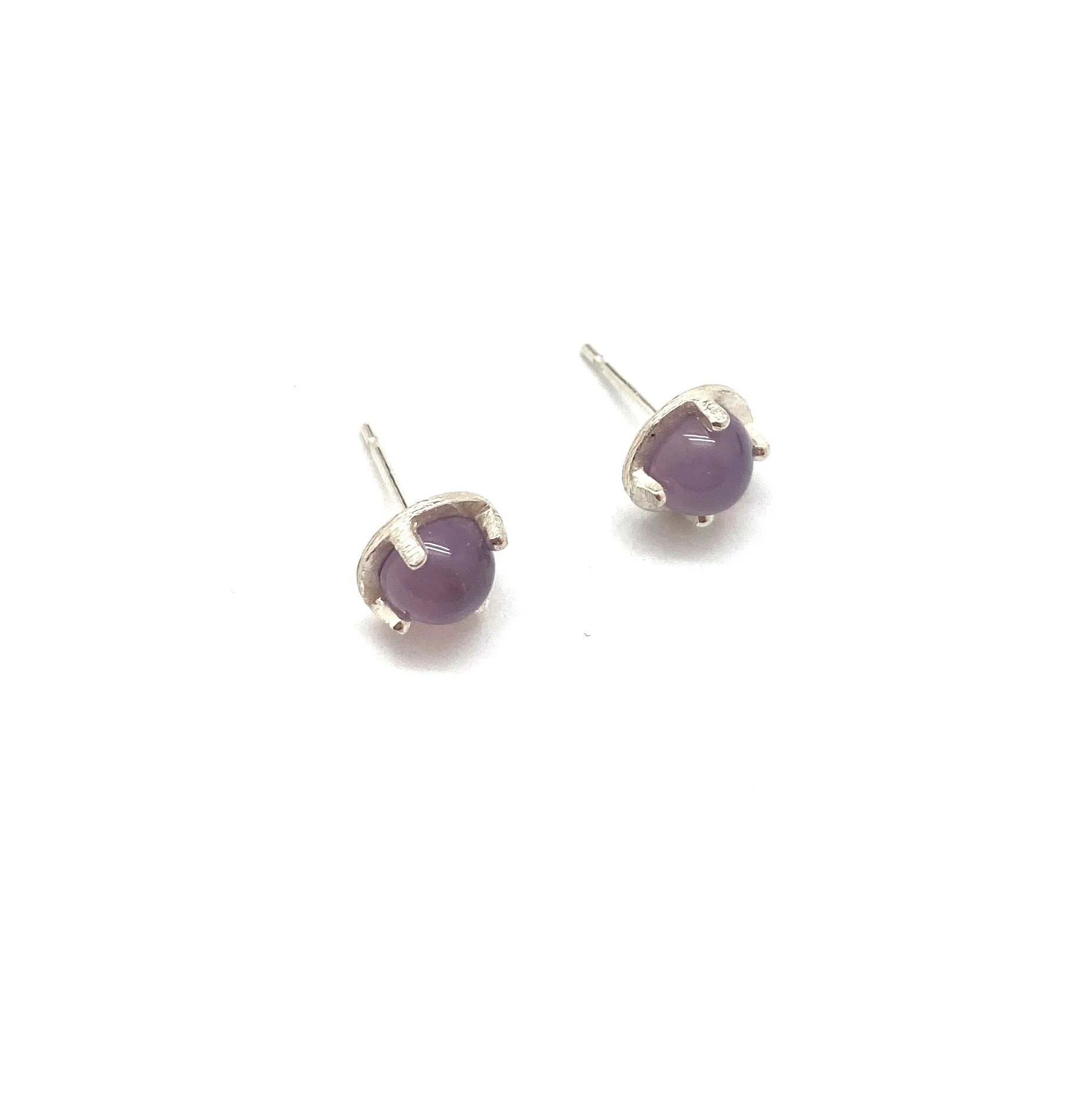 Carved Studs - Pink Chalcedony