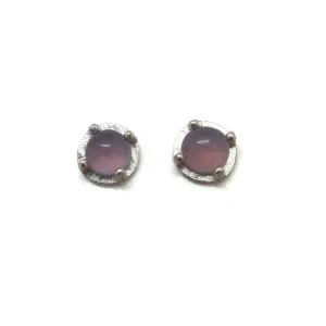 Carved Studs - Pink Chalcedony