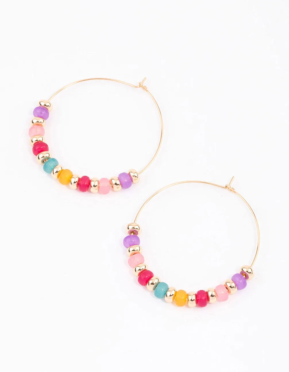 Classic Mixed Beaded Heart Hoop Earrings