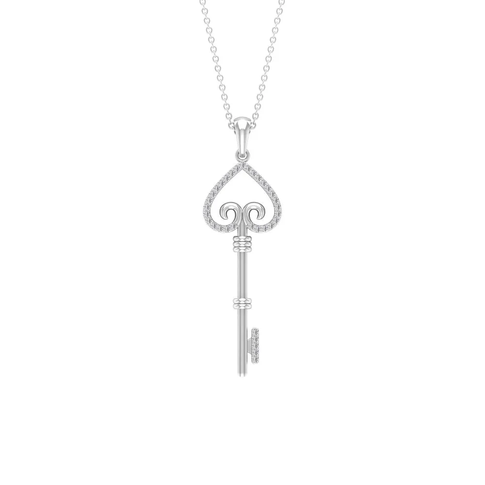 Contemporary Key Pendant Necklace with Zircon