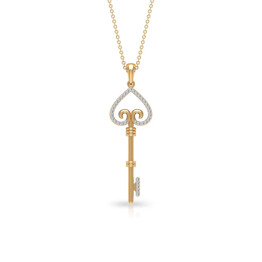 Contemporary Key Pendant Necklace with Zircon