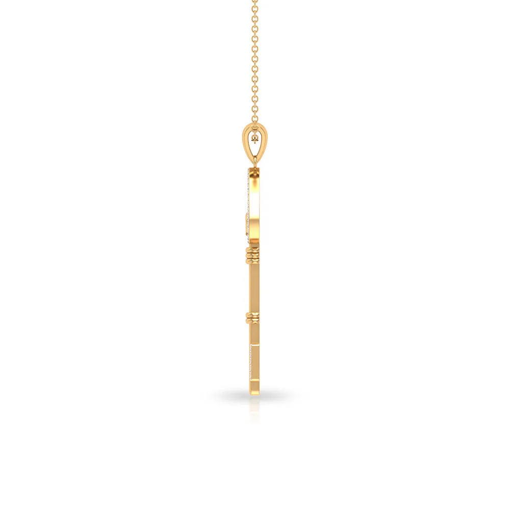 Contemporary Key Pendant Necklace with Zircon