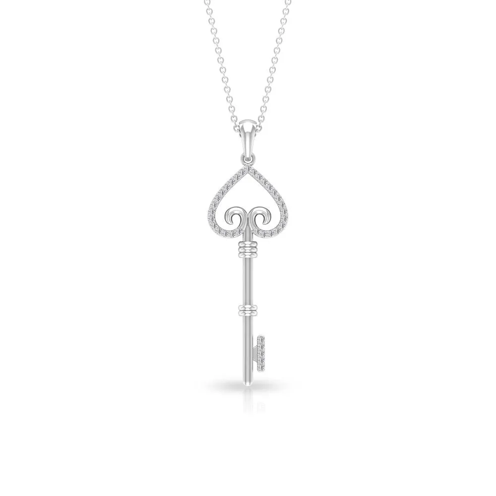 Contemporary Key Pendant Necklace with Zircon