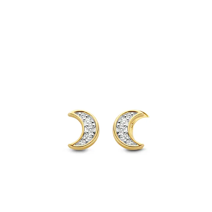 Cubic Zirconia Moon Studs